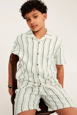 Randig resortskjorta i bomull