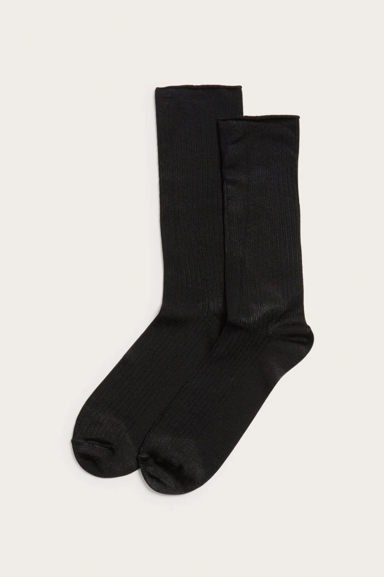 Ribbade glansiga strumpor