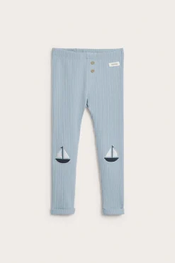 Ribbade leggings med applikation