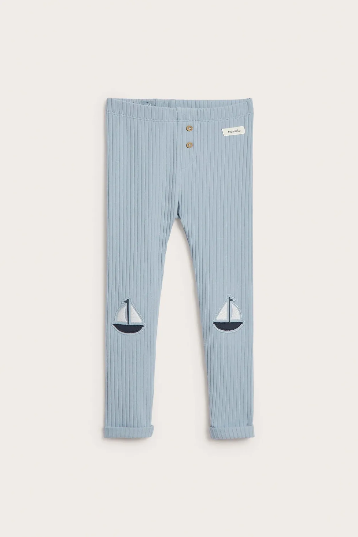 Ribbade leggings med applikation