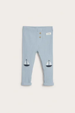 Ribbade leggings med applikation