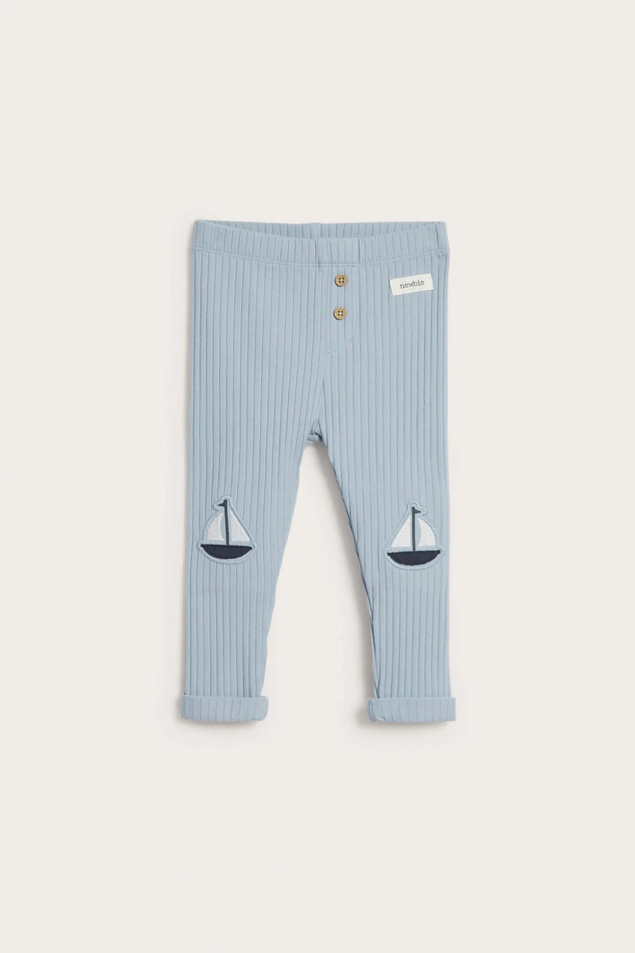 Ribbade leggings med applikation