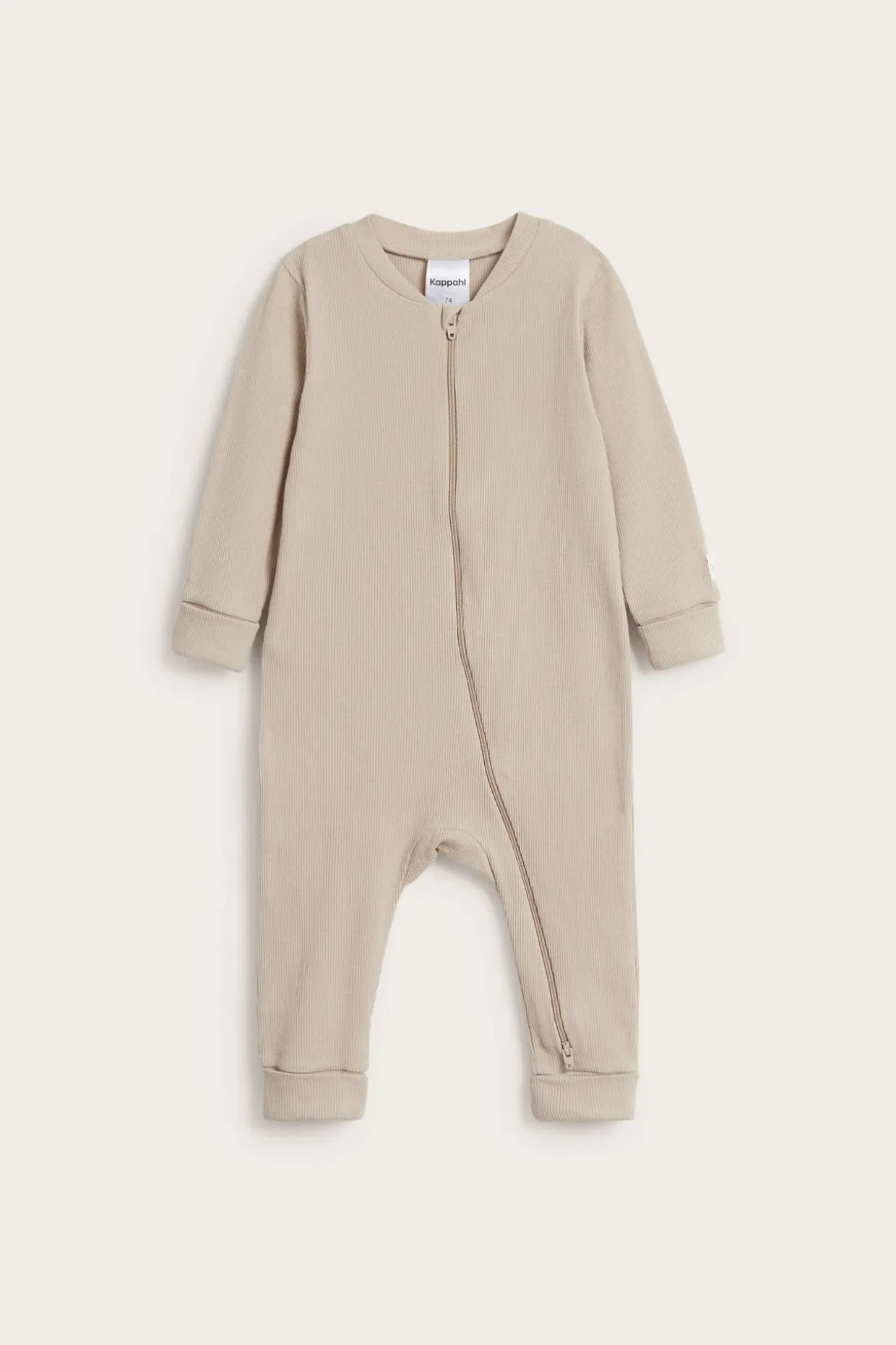 Ribbad jumpsuit med nedvikbara muddar