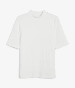 Ribbad top med polokrage