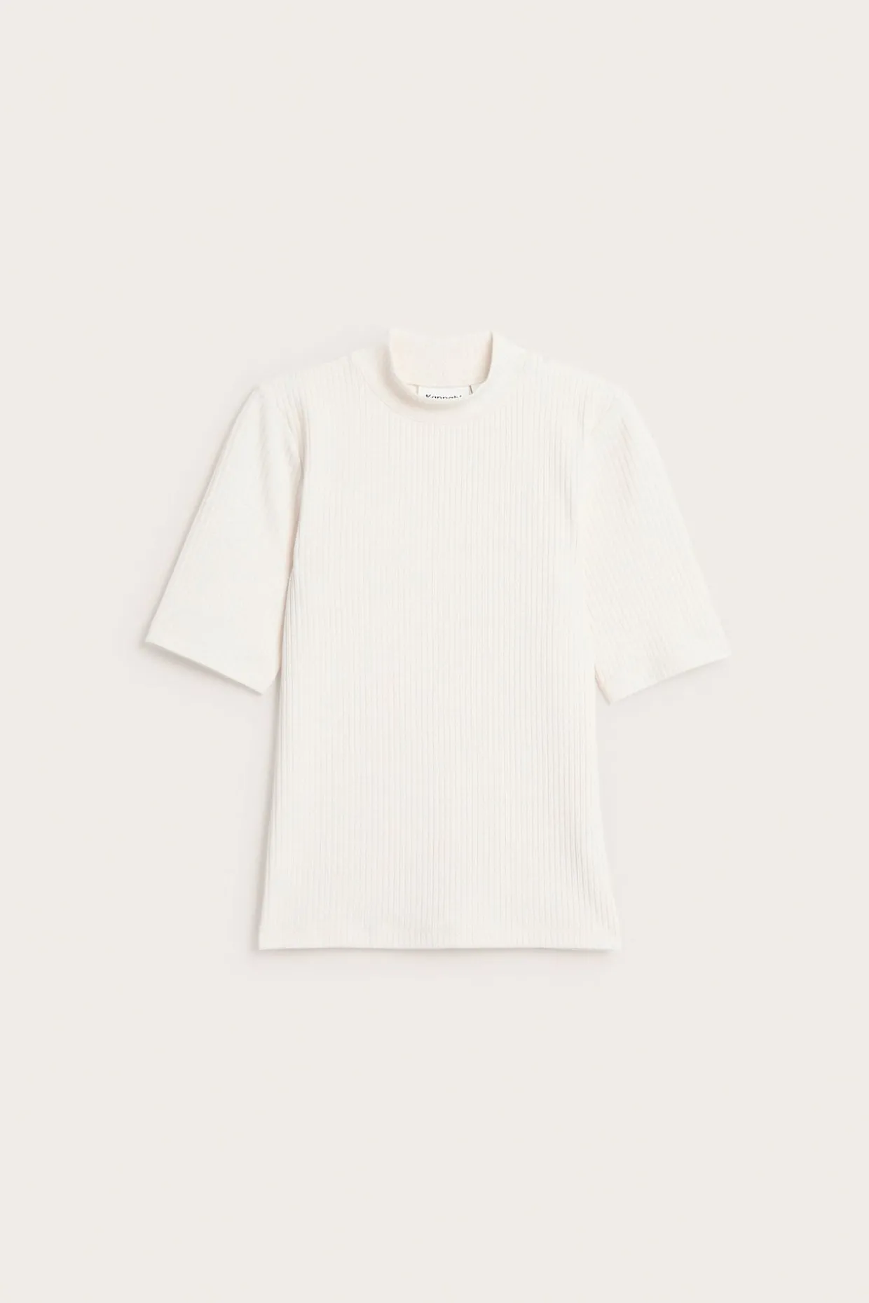 Ribbad top med polokrage