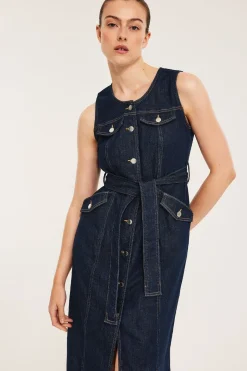 Ärmlös jeansklänning