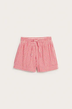 Rutiga shorts med dragsko