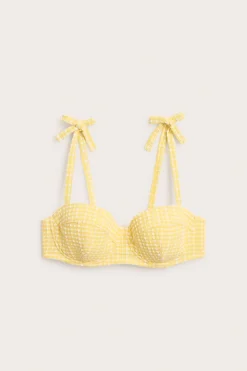 Rutig balconettebikini-bh med knytdetalj