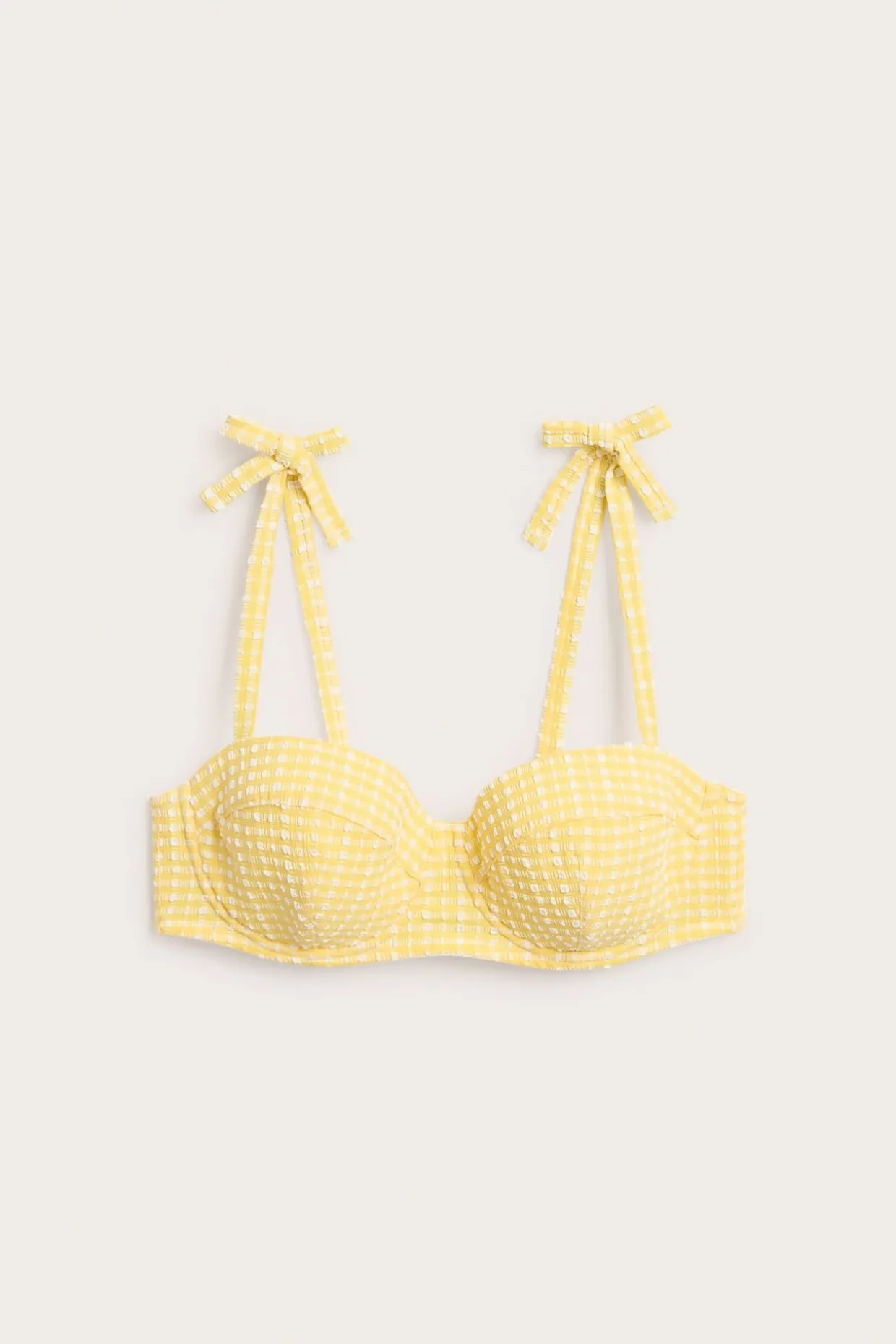 Rutig balconettebikini-bh med knytdetalj