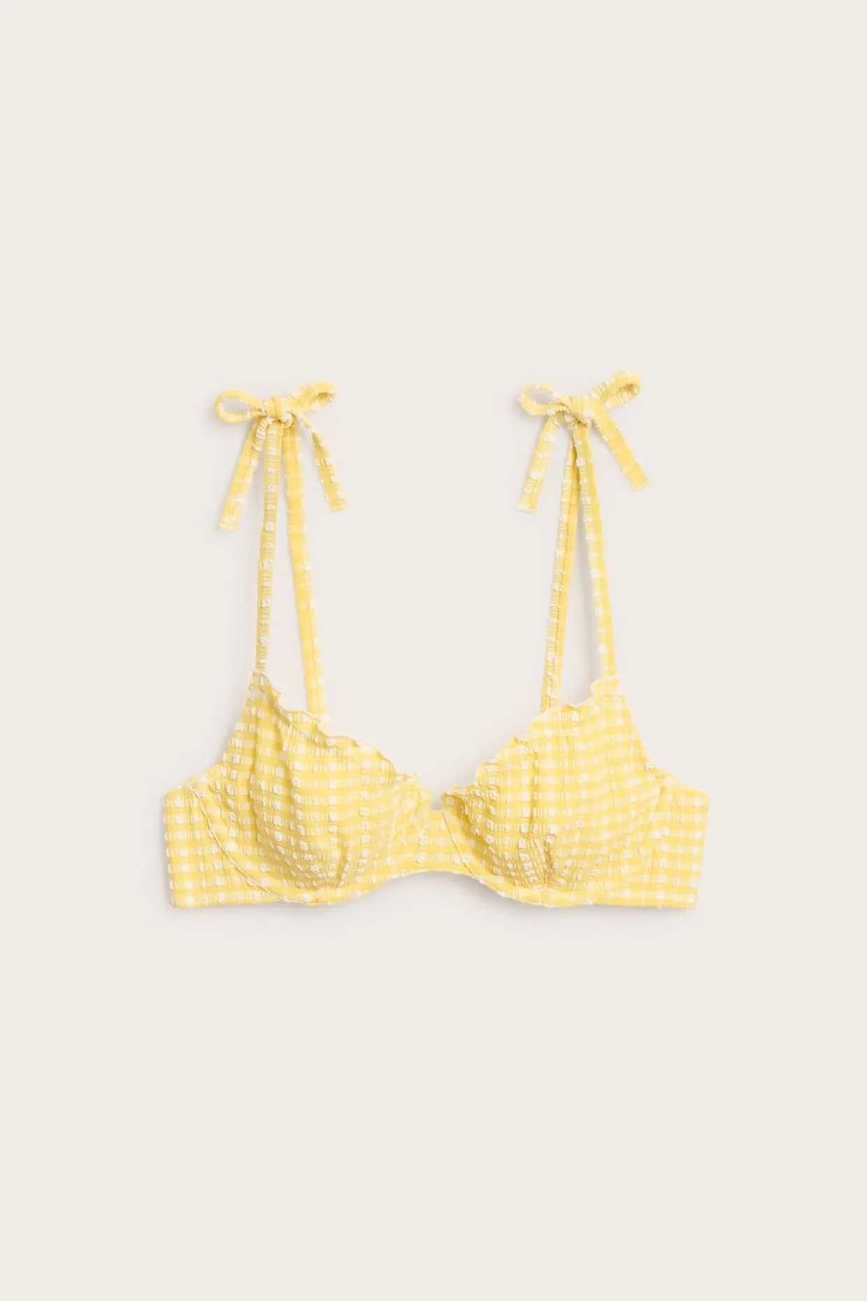 Rutig bikini-bh med knytdetalj