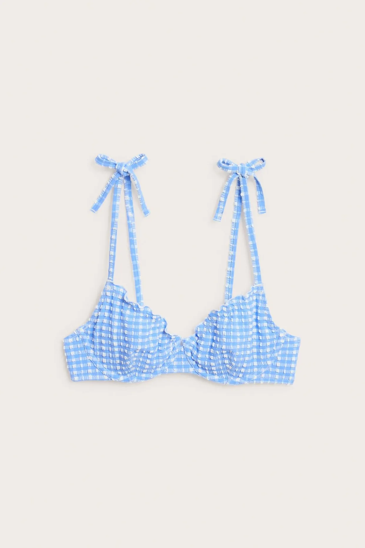 Rutig bikini-bh med knytdetalj