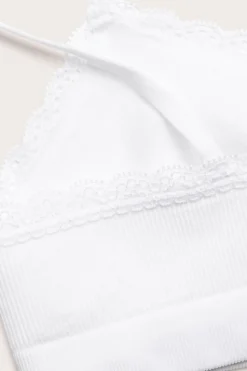 Seamless ribbad topp med spets