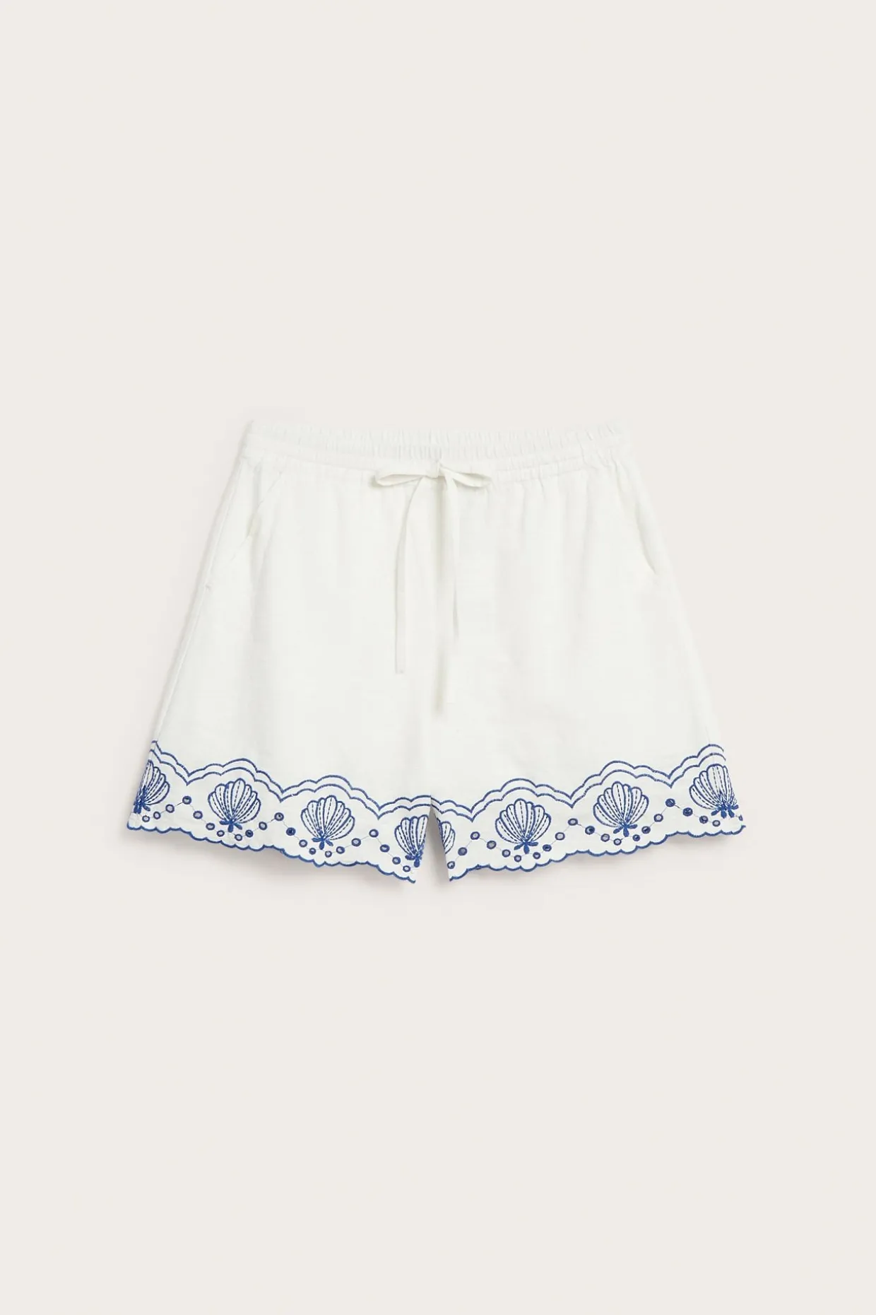 Shorts i bomull med broderie anglaise