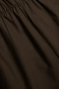 Shorts i bomullspoplin och broderad kant