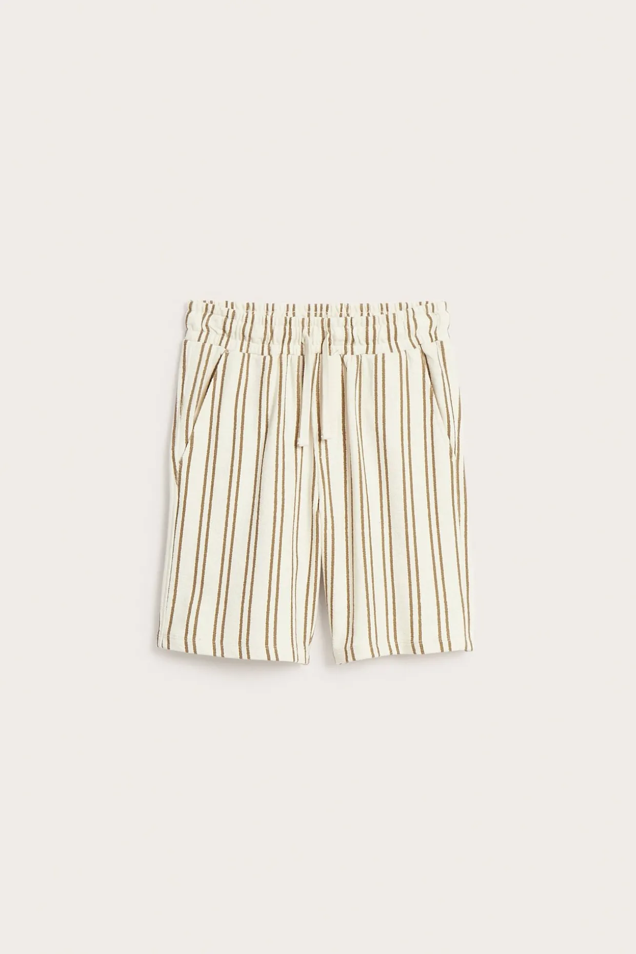 Shorts i bomullstrikå