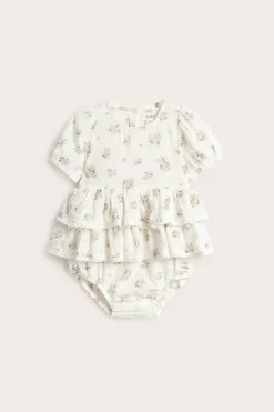 Småblommig jumpsuit med volang