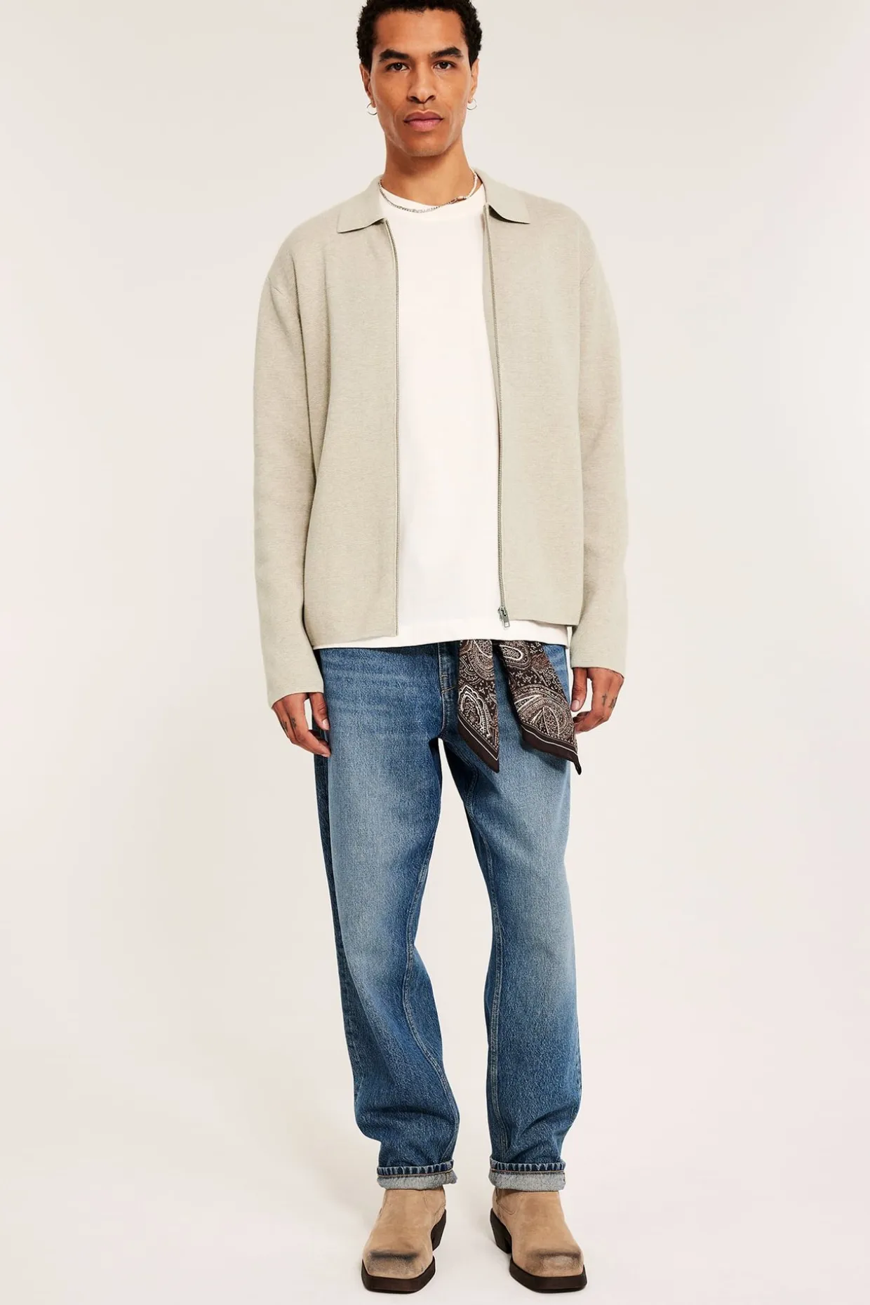 Stickad cardigan med dragkedja