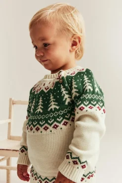 Stickad jultröja med granar