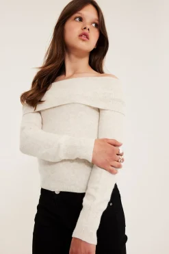 Stickad off shoulder-tröja