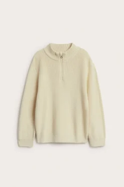 Stickad tröja med half-zip