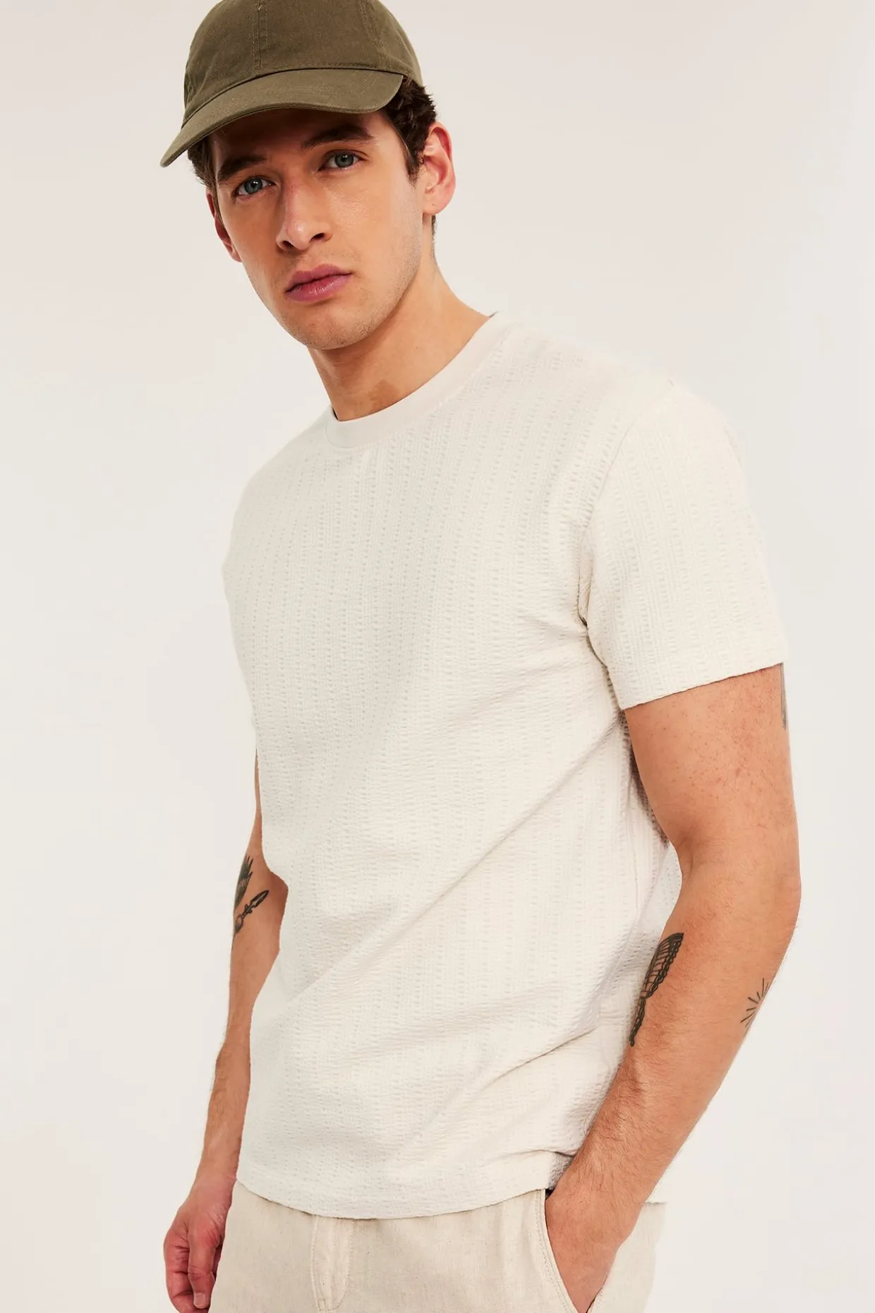 Strukturmönstrad t-shirt regular fit