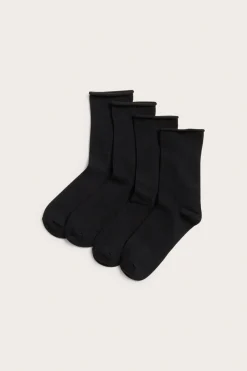 Strumpor med rullad kant i 4-pack