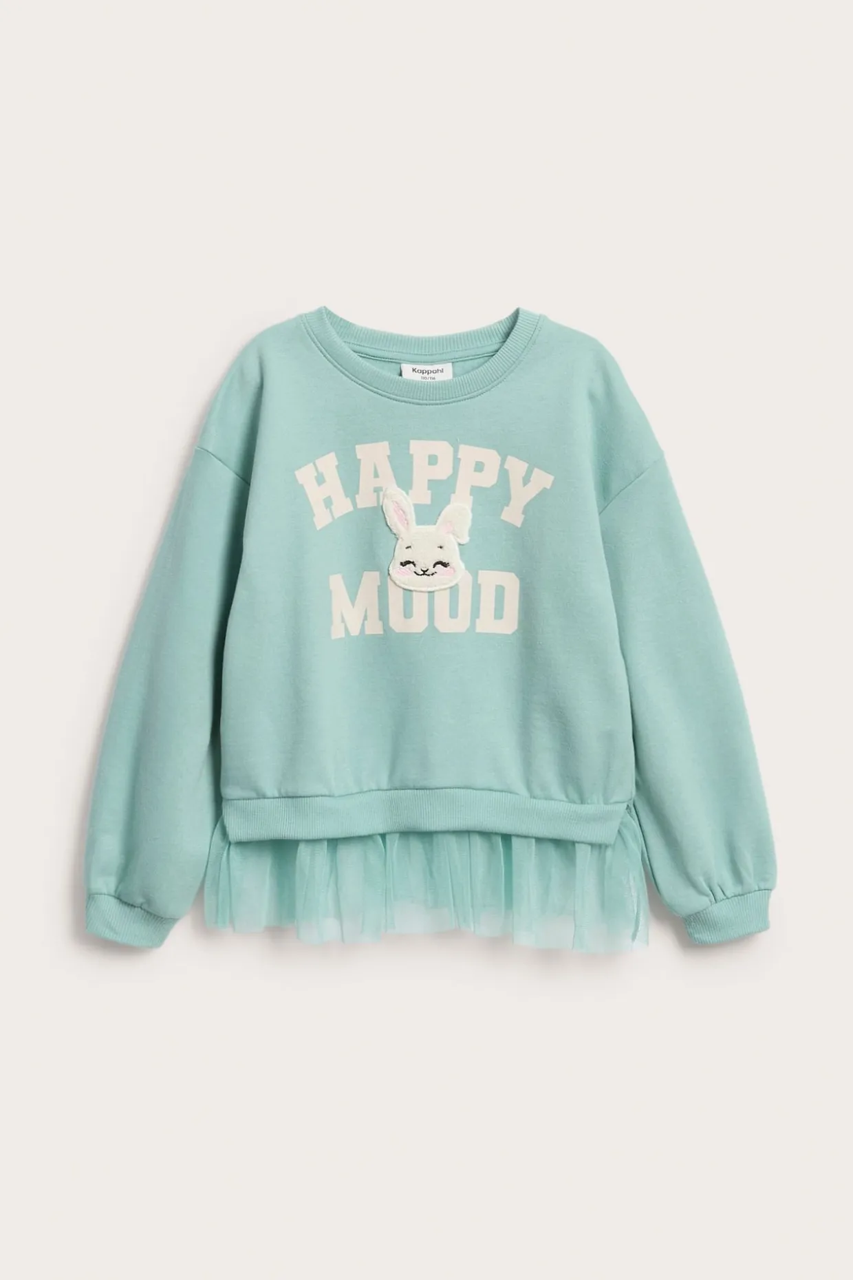 Sweashirt med meshvolang och kaninmotiv