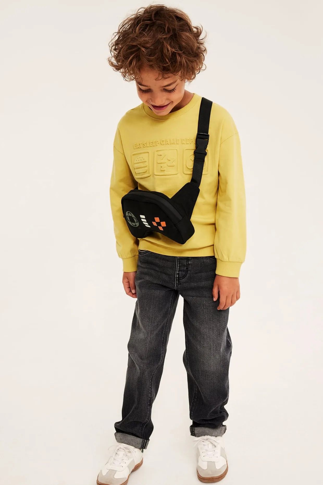 Sweatshirt i bomullstrikå med 3D-effektmotiv
