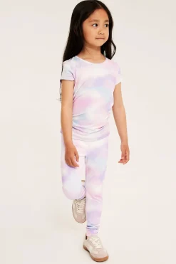 Tie dye-mönstrade träningsleggings i stretchig jersey