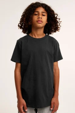 T-shirt i bomullstrikå med kort ärm