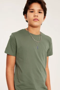 T-shirt i bomullstrikå med kort ärm