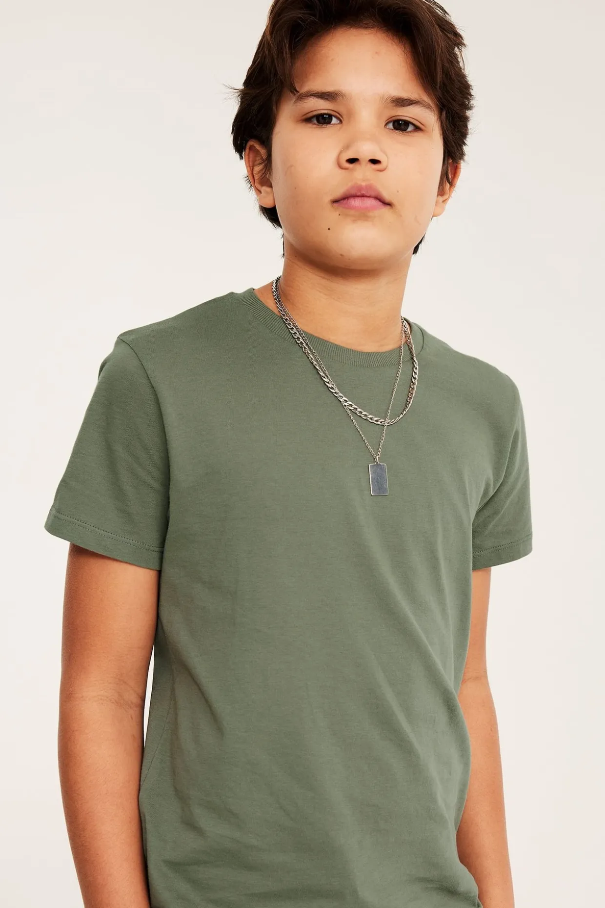 T-shirt i bomullstrikå med kort ärm