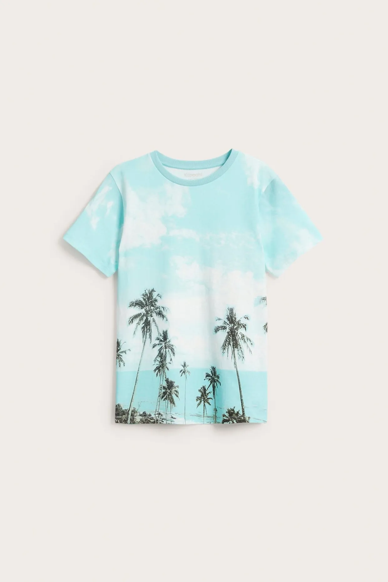 T-shirt i bomullstrikå med palmmotiv