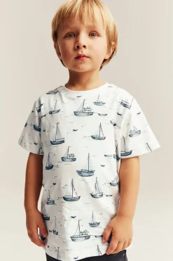 T-shirt i slubtrikå med segelbåtar