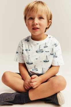 T-shirt i slubtrikå med segelbåtar