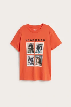 T-shirt med djurtryck i bomullstrikå