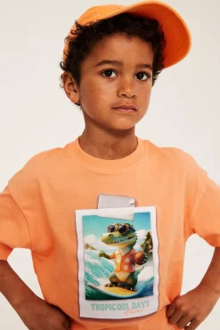 T-shirt med print av krokodil