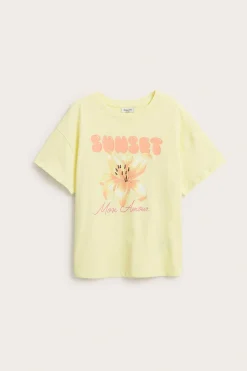 T-shirt med text- och blomsterprint