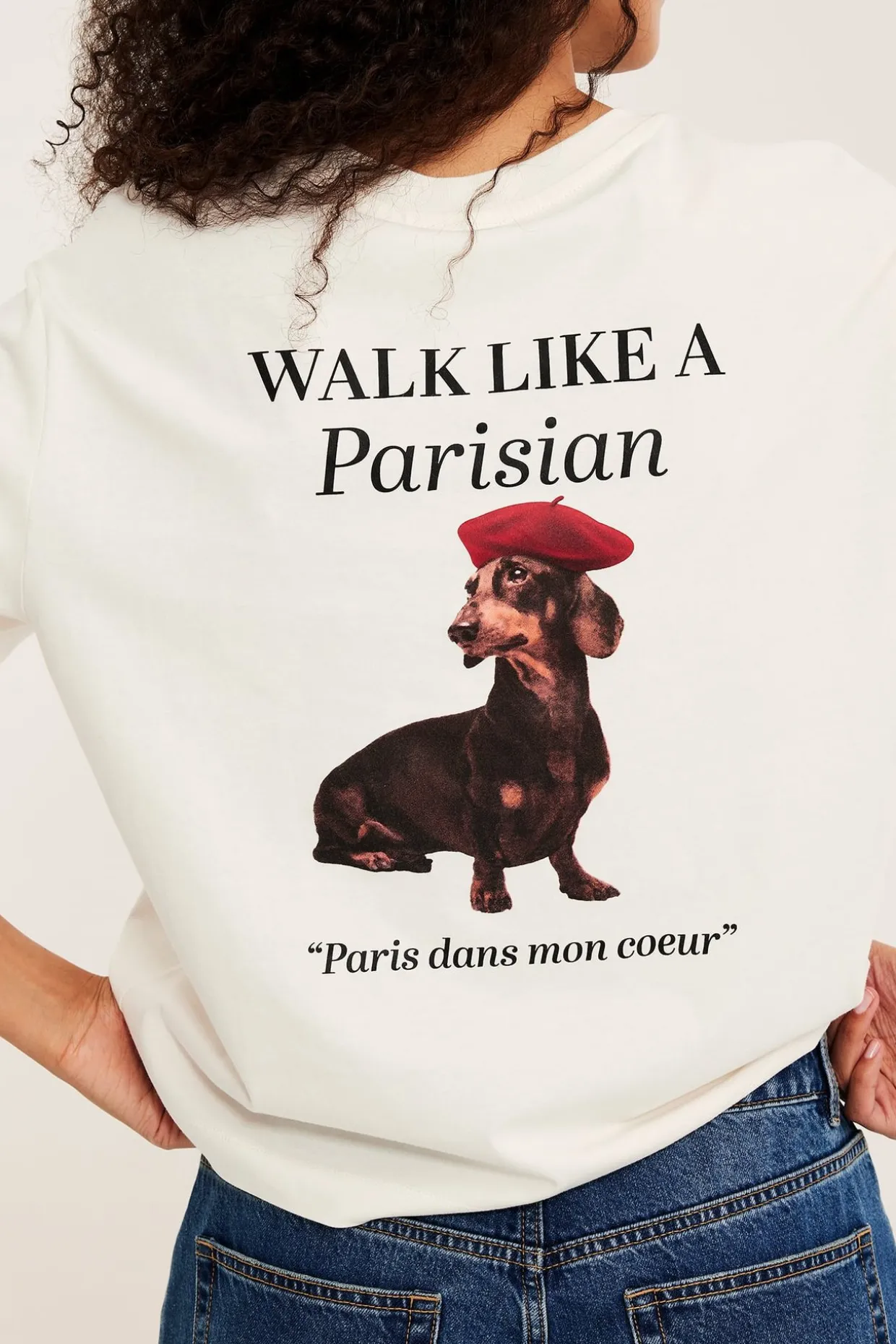 T-shirt med tryck "Je t'aime Paris"