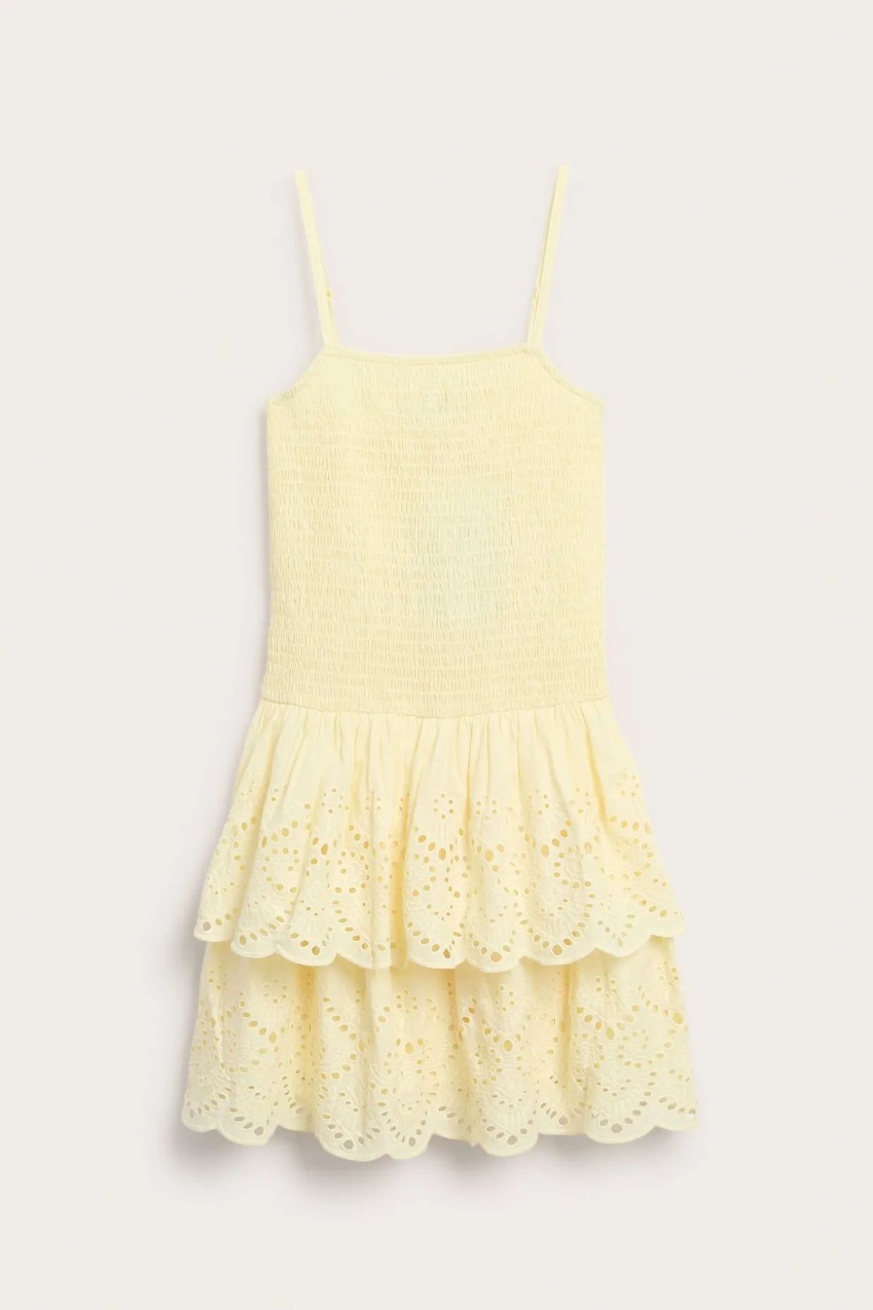 Volangklänning med broderie anglais