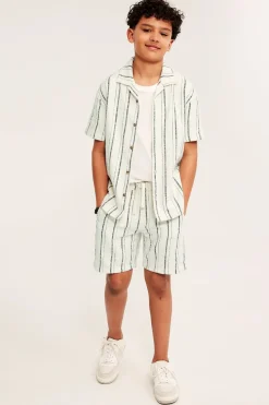 Vävda bomullsshorts med ränder