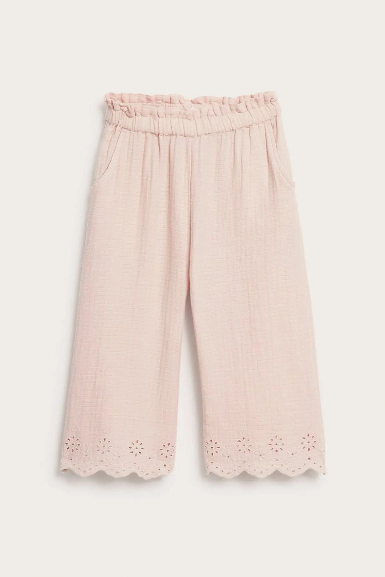 Vävda byxor med broderi