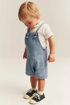 Vävda hängselshorts i muslin
