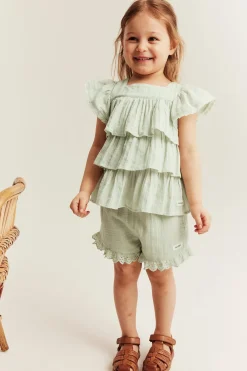 Vävda shorts med volang