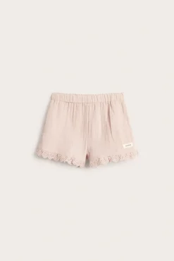 Vävda shorts med volang