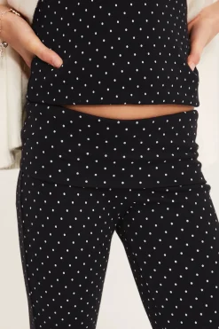 Yoga pants i prickig bomullstrikå