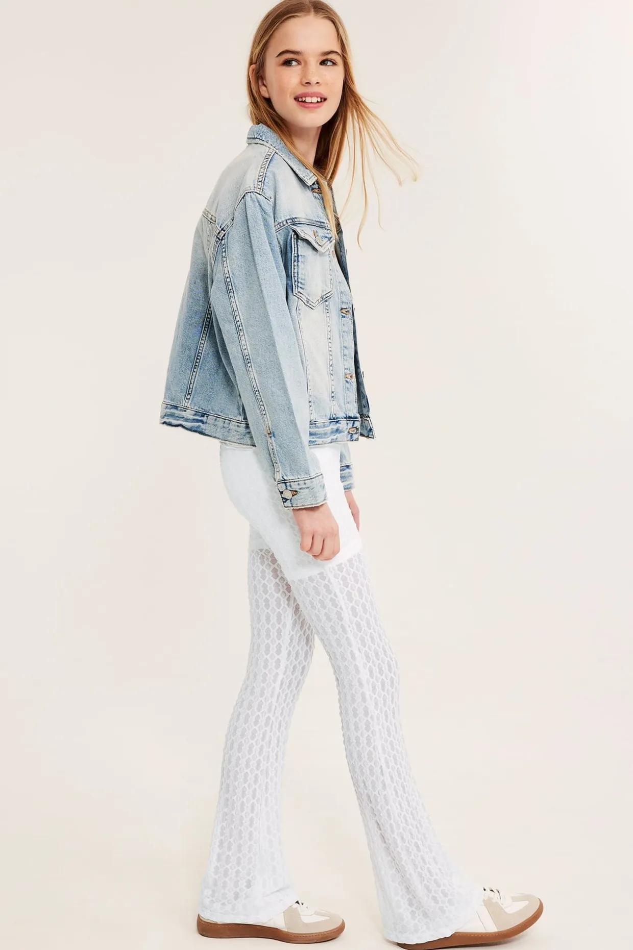Yoga pants i spets med nedvikbar midja